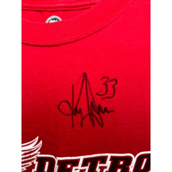 NHL Detroit Red Wings Long Sleeve T-Shirt Signed By Kris Draper Size Medium - Picture 4 of 5